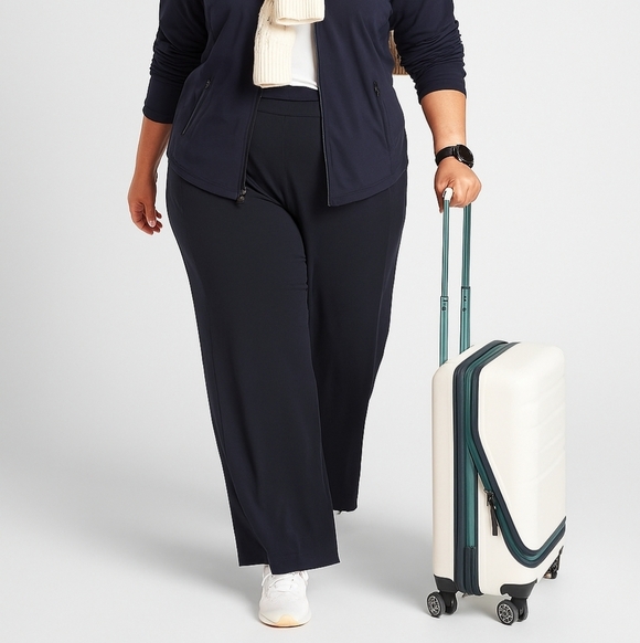 Athleta Travel Work Athletic Casual Essential Cosmic Wide Leg Pants Black 16T - Picture 8 of 14